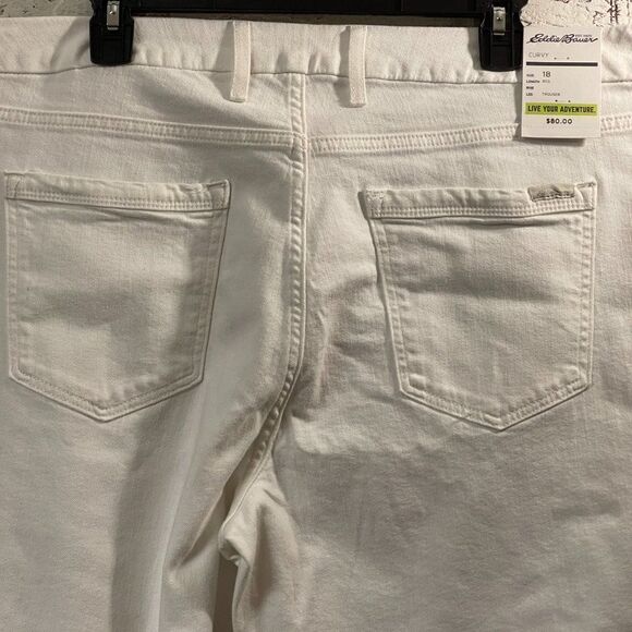 Eddie Bauer NWT Women's White Curvy Trouser Denim Jeans. Plus Size 18 - Picture 7 of 12